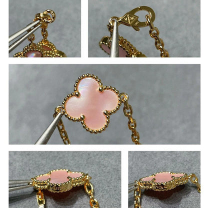 [Noble Aura jewelry]CLOVER 10 MOTIFS PINK MOP NECKLACE