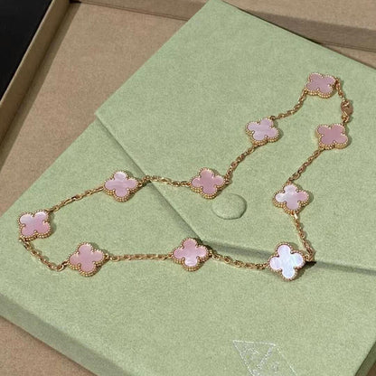 [Noble Aura jewelry]CLOVER 10 MOTIFS PINK MOP NECKLACE