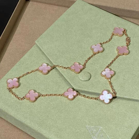 [Noble Aura jewelry]CLOVER 10 MOTIFS PINK MOP NECKLACE
