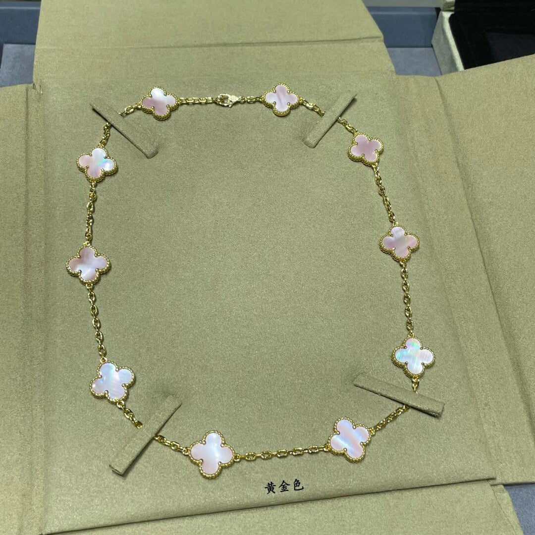 [Noble Aura jewelry]CLOVER 10 MOTIFS PINK MOP NECKLACE
