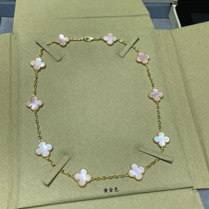 [Noble Aura jewelry]CLOVER 10 MOTIFS PINK MOP NECKLACE