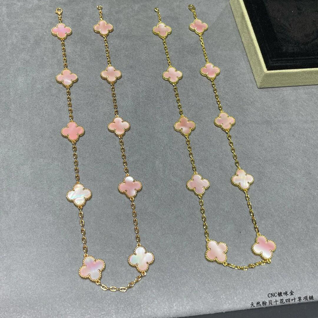 [Noble Aura jewelry]CLOVER 10 MOTIFS PINK MOP NECKLACE