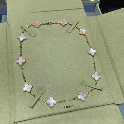 [Noble Aura jewelry]CLOVER 10 MOTIFS PINK MOP NECKLACE