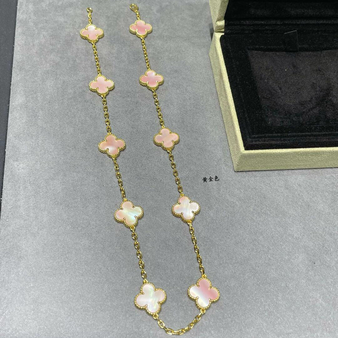 [Noble Aura jewelry]CLOVER 10 MOTIFS PINK MOP NECKLACE
