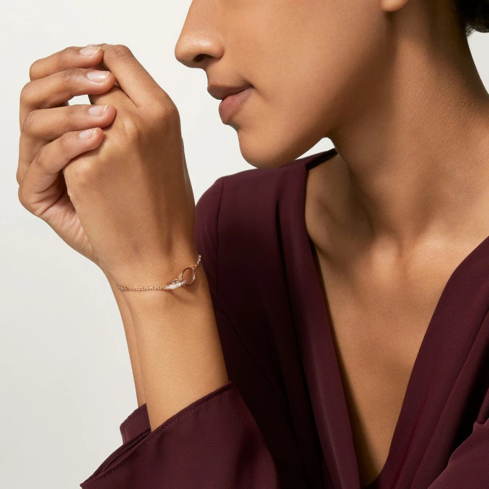 [Noble Aura jewelry]LOVE DOUBLE RING HALF DIAMOND BRACELET