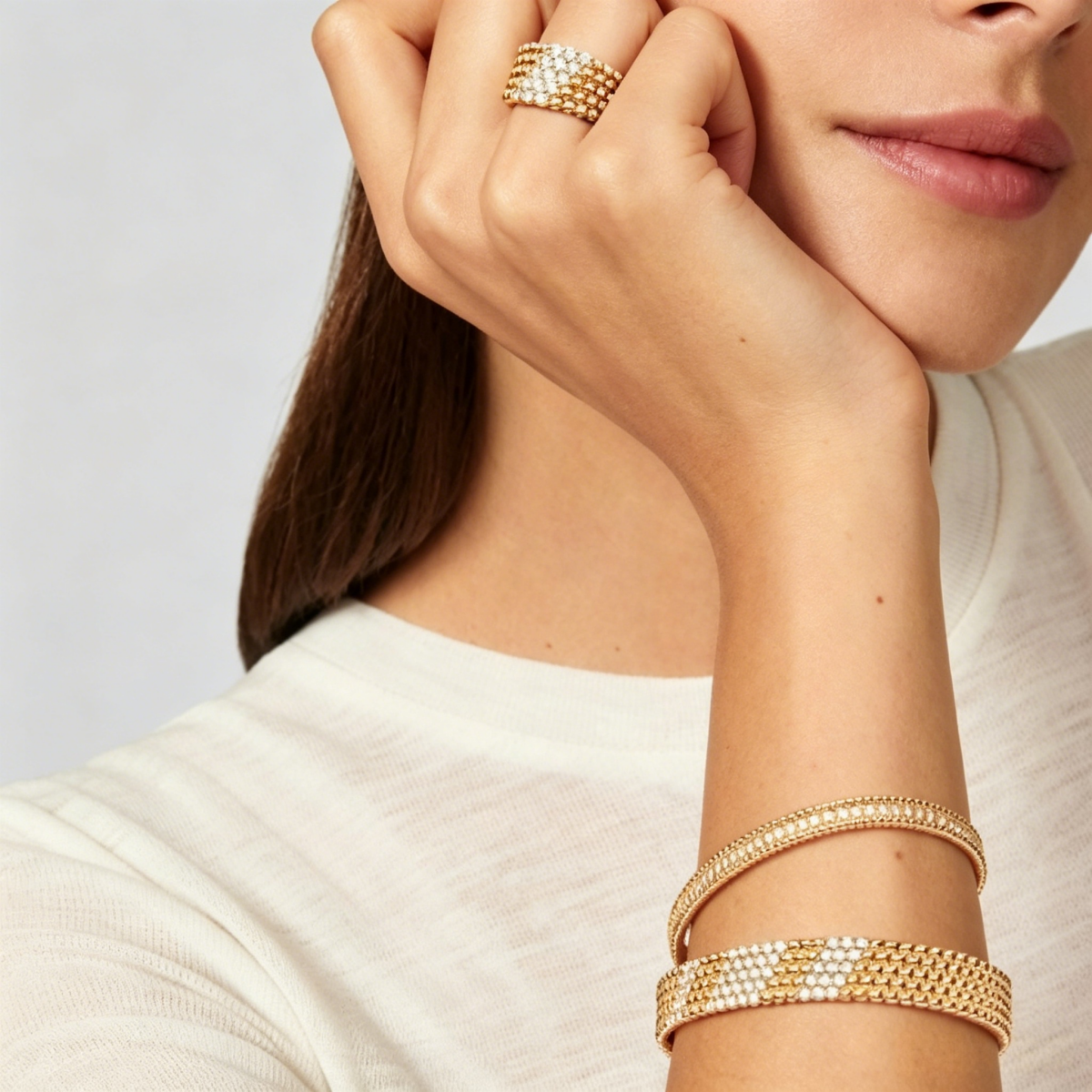 [Noble Aura jewelry] FIVE-ROW DIAMOND BRACELET