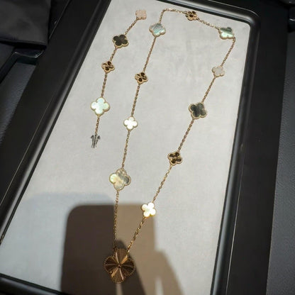 [Noble Aura jewelry]DETACHABLE CLOVER 15(11+4) FLOWER ROSE GOLD NECKLACE SET