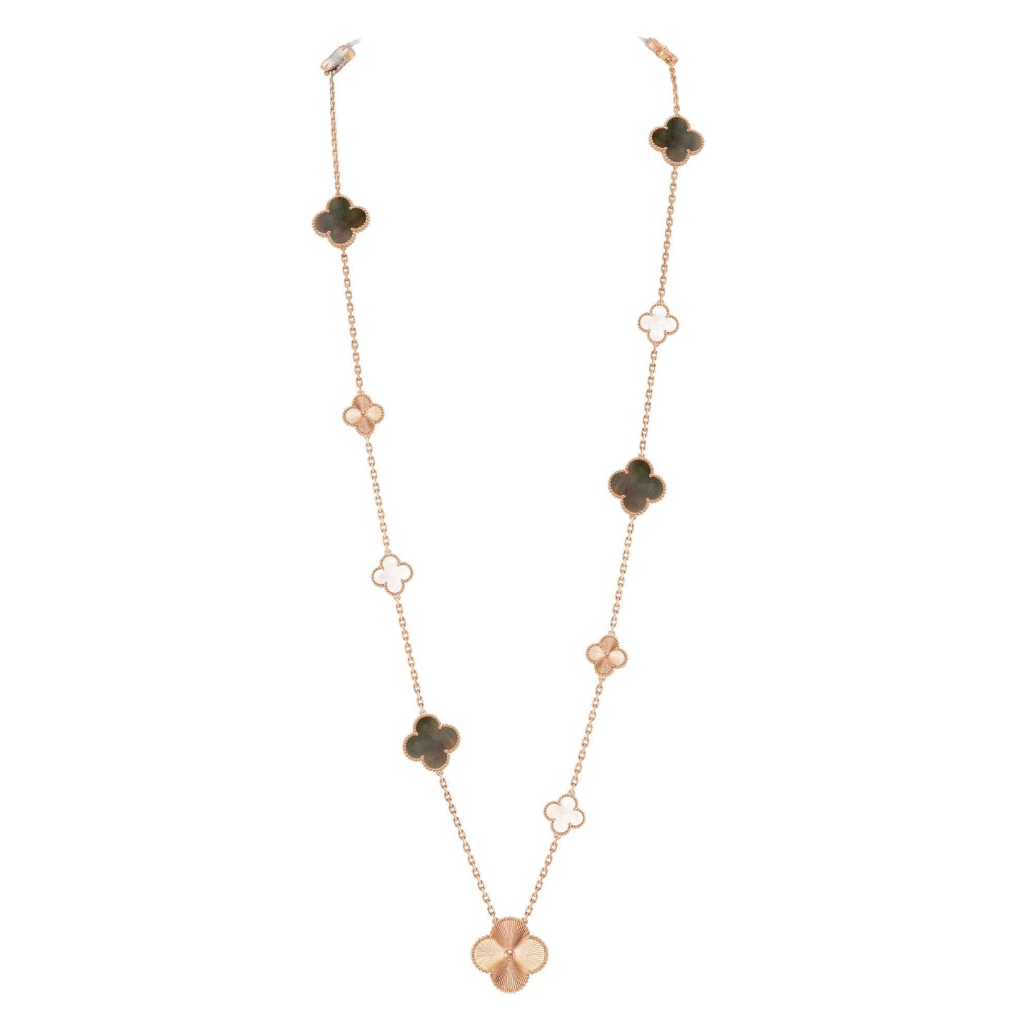[Noble Aura jewelry]DETACHABLE CLOVER 15(11+4) FLOWER ROSE GOLD NECKLACE SET