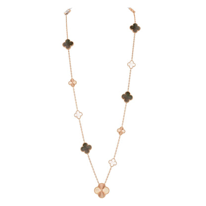[Noble Aura jewelry]DETACHABLE CLOVER 15(11+4) FLOWER ROSE GOLD NECKLACE SET