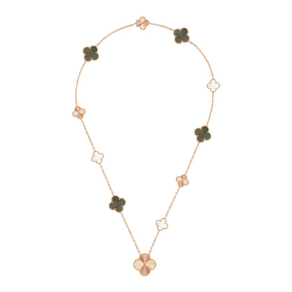 [Noble Aura jewelry]DETACHABLE CLOVER 15(11+4) FLOWER ROSE GOLD NECKLACE SET