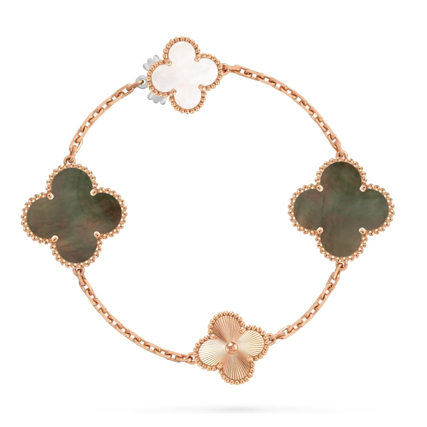 [Noble Aura jewelry]DETACHABLE CLOVER 15(11+4) FLOWER ROSE GOLD NECKLACE SET