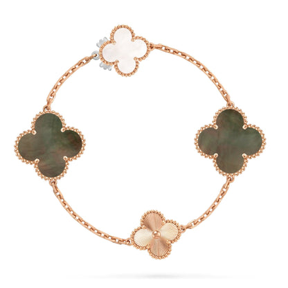 [Noble Aura jewelry]DETACHABLE CLOVER 15(11+4) FLOWER ROSE GOLD NECKLACE SET