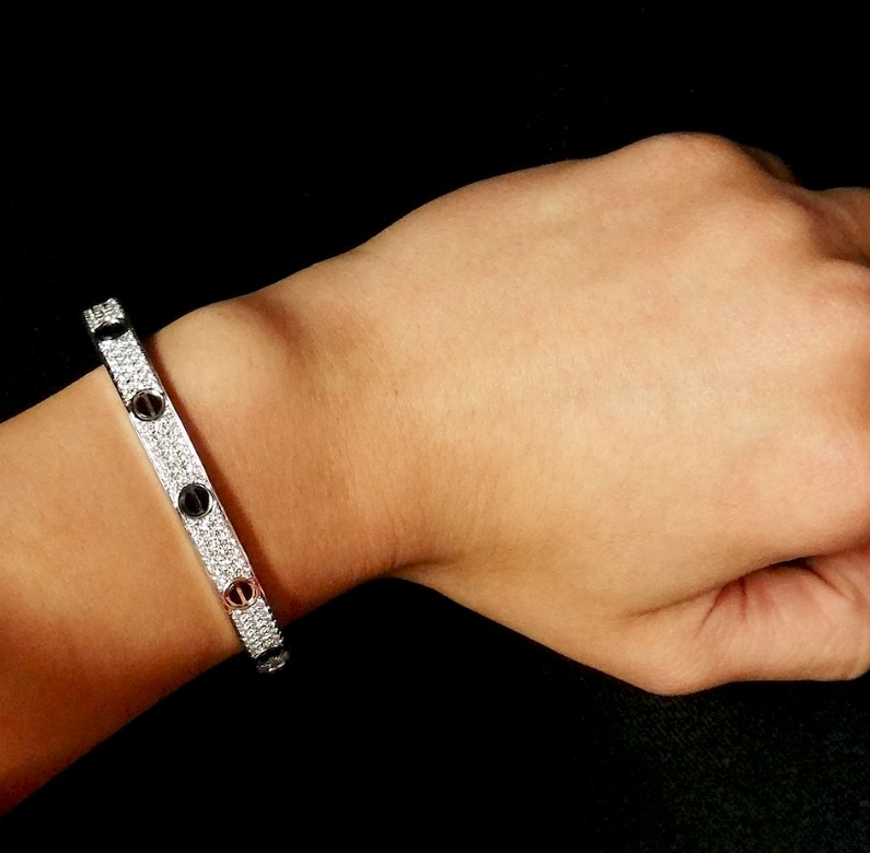 [Noble Aura jewelry]LOVE BRACELET 6.1MM DIAMOND-PAVED CERAMIC