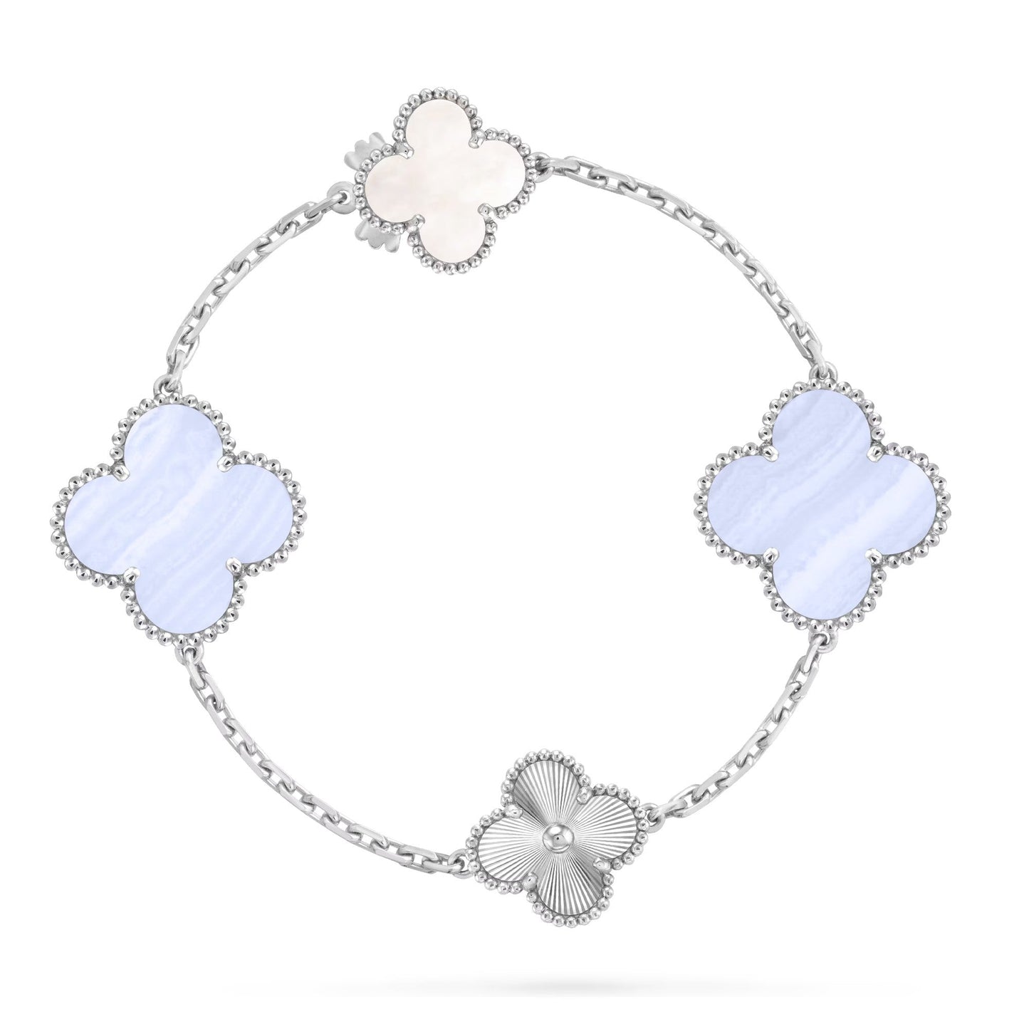 [Noble Aura jewelry]DETACHABLE CLOVER 15(11+4) FLOWER SILVER NECKLACE SET