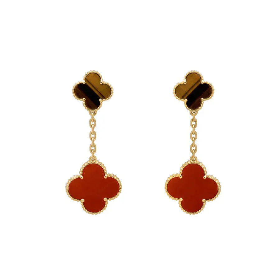 [Noble Aura jewelry]CLOVER  2 MOTIF  TIGER EYE CARNELIAN EARRINGS