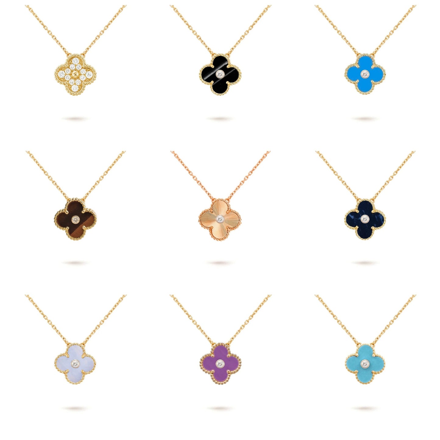 [Noble Aura jewelry]CLOVER 15MM DIAMOND SINGLE FLOWER NECKLACE COLLECTION