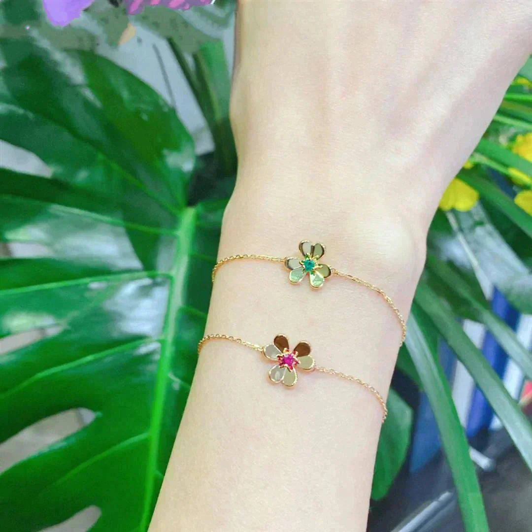 [Noble Aura jewelry]FRIVOLE GOLD FLOWER PINK MALACHITE BRACELET