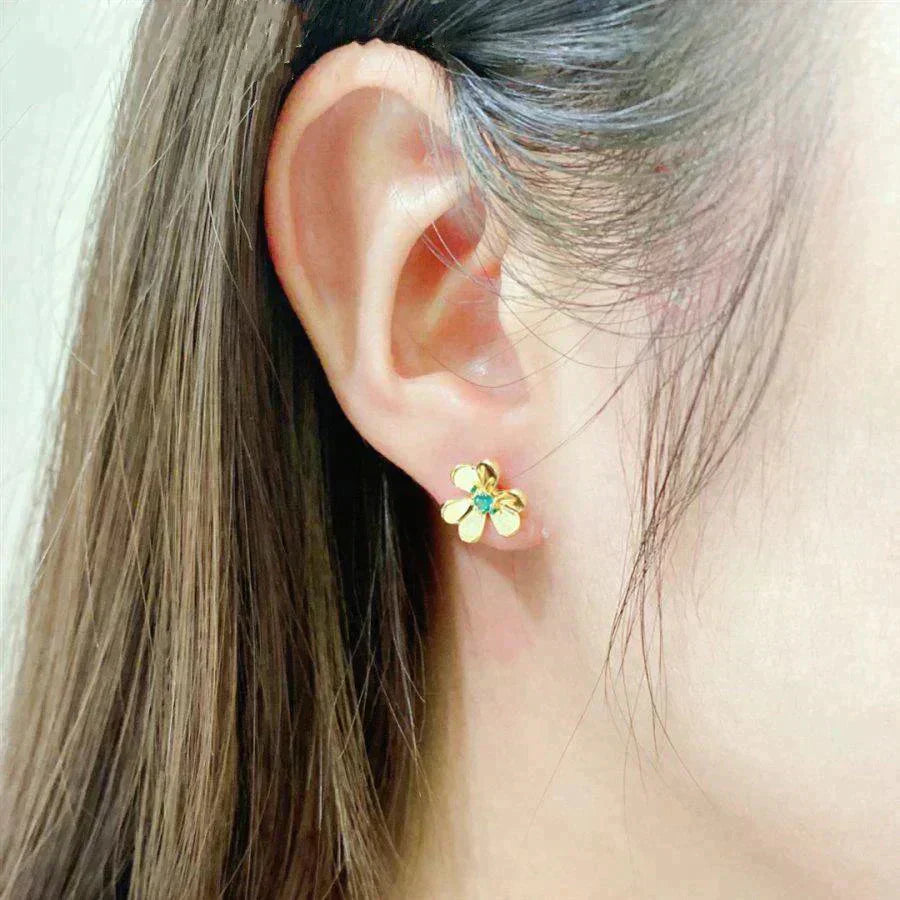 [Noble Aura jewelry]FRIVOLE  FLOWER MALACHITE EARRINGS
