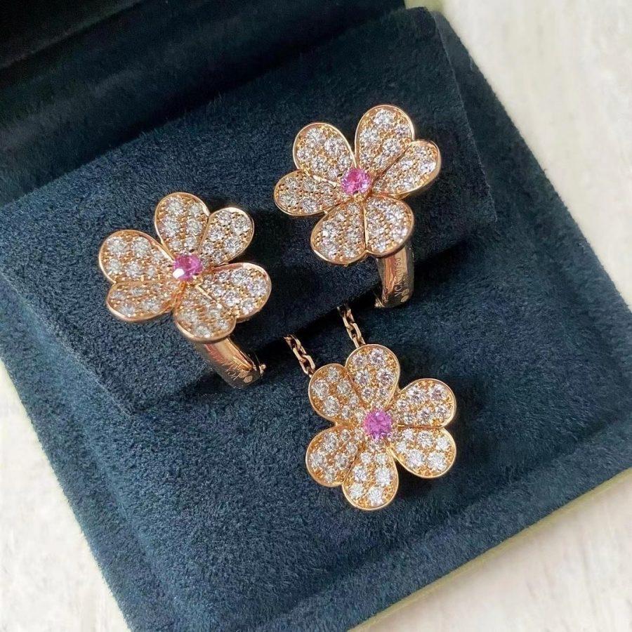 [Noble Aura jewelry]FRIVOLE ROSE GOLD FLOWER DIAMOND NECKLACE