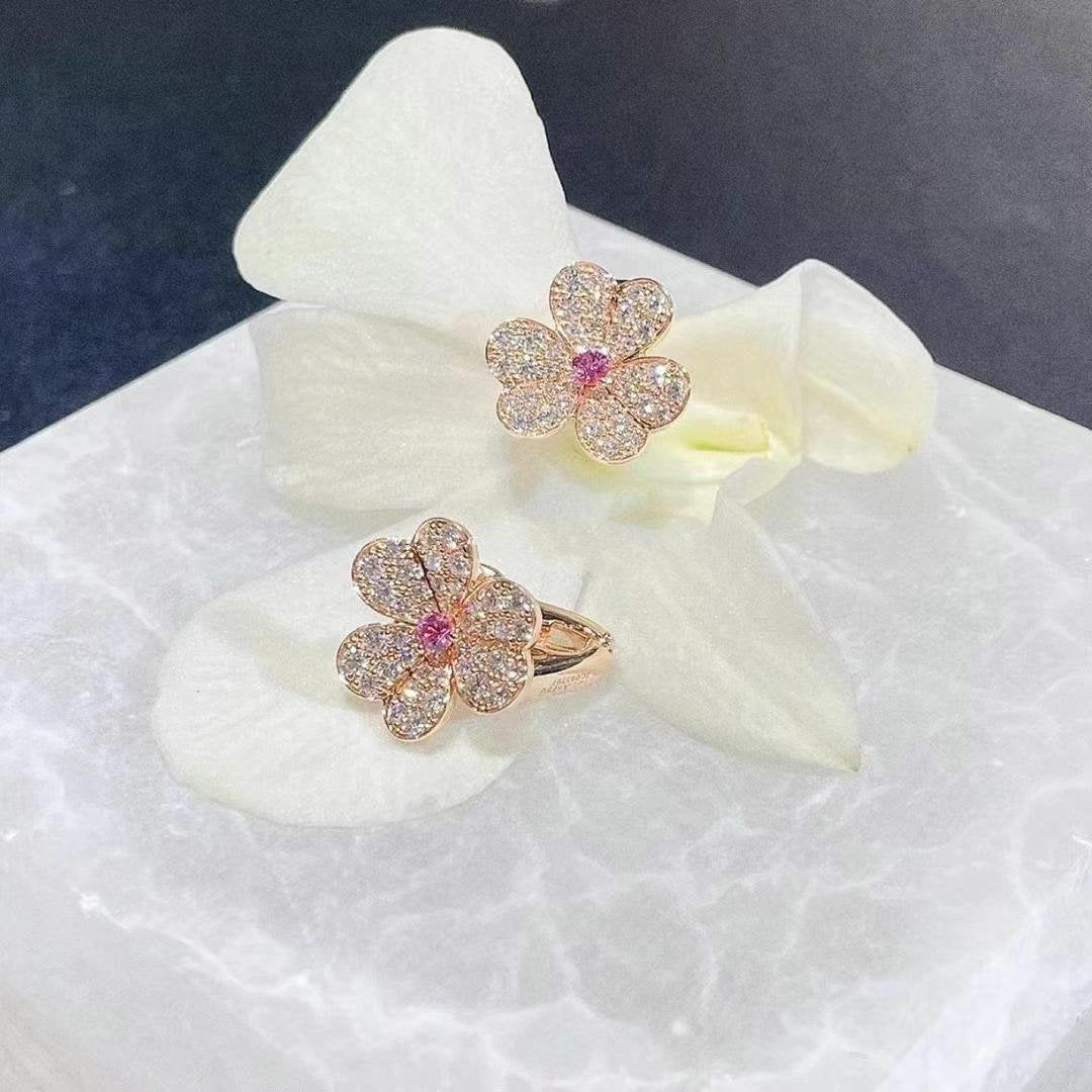 [Noble Aura jewelry]FRIVOLE PINK GOLD FLOWER DIAMOND EARRINGS