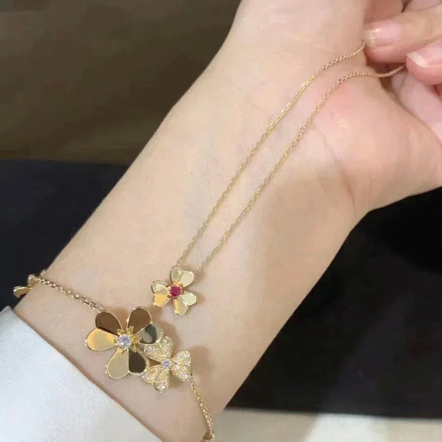 [Noble Aura jewelry]FRIVOLE GOLD FLOWER NECKLACE