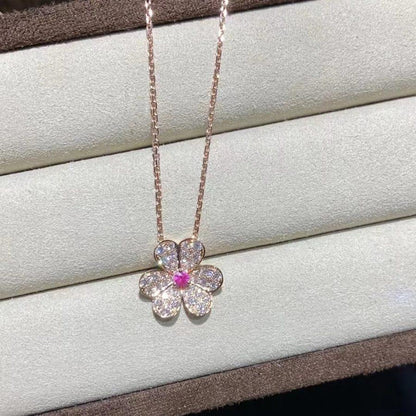 [Noble Aura jewelry]FRIVOLE ROSE GOLD FLOWER DIAMOND NECKLACE
