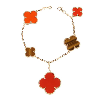 [Noble Aura jewelry]CLOVER BRACELET 5 MOTIFS CARNELIAN TIGER EYE