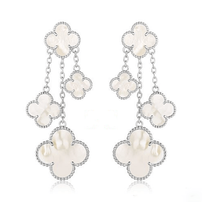 [Noble Aura jewelry]CLOVER EARRINGS WHITE MOP 4 MOTIFS SILVER