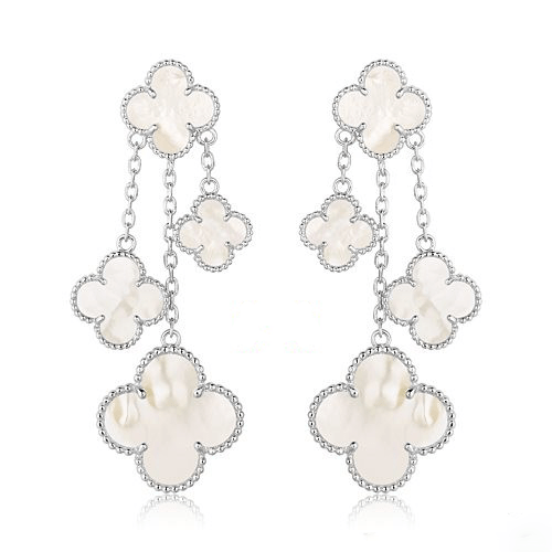 [Noble Aura jewelry]CLOVER EARRINGS WHITE MOP 4 MOTIFS SILVER