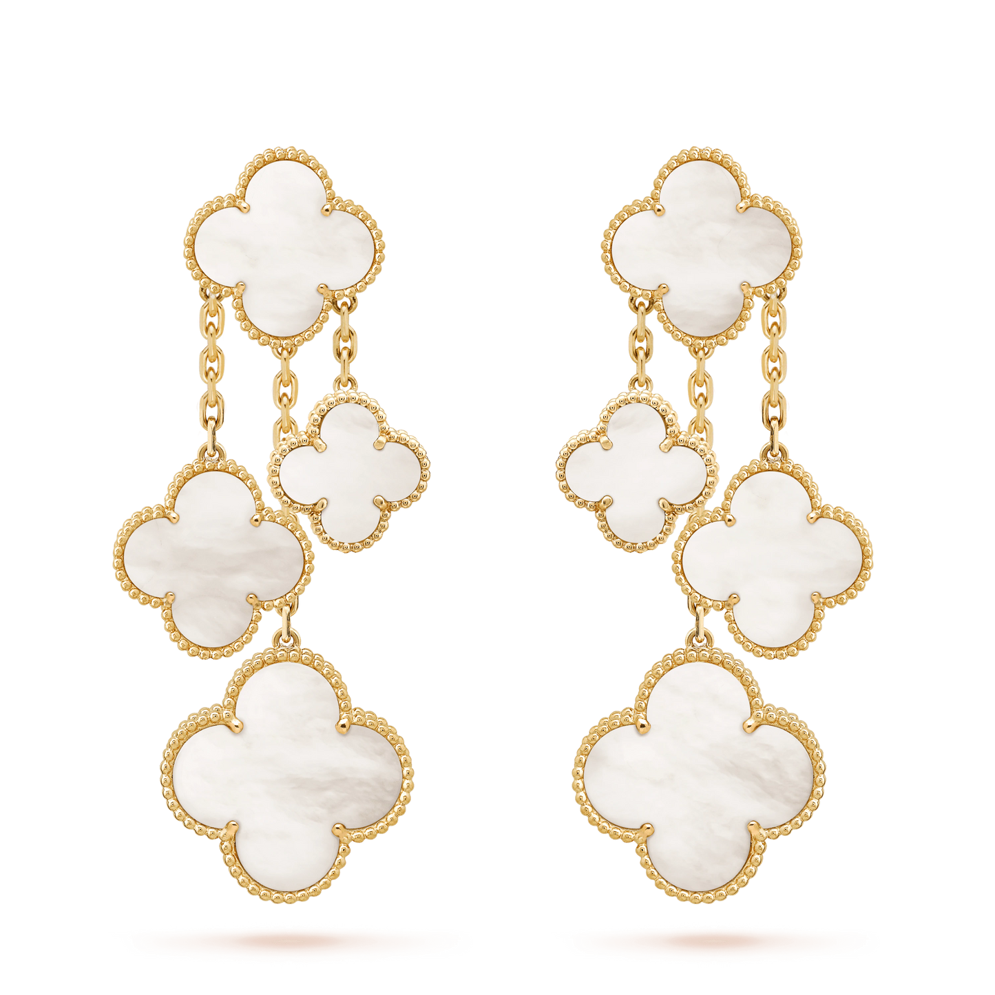 [Noble Aura jewelry]CLOVER EARRINGS WHITE MOP 4 MOTIFS GOLD