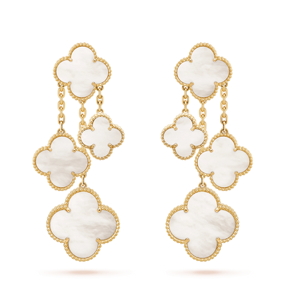 [Noble Aura jewelry]CLOVER EARRINGS WHITE MOP 4 MOTIFS GOLD