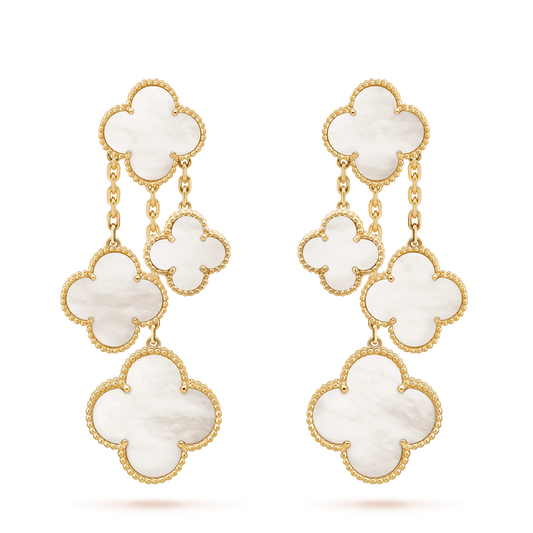 [Noble Aura jewelry]CLOVER EARRINGS WHITE MOP 4 MOTIFS GOLD