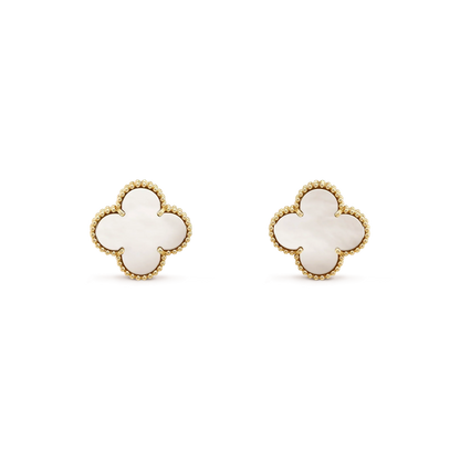 [Noble Aura jewelry]CLOVER MEDIUM 1 MOTIFS  WHITE MOP STUD EARRINGS