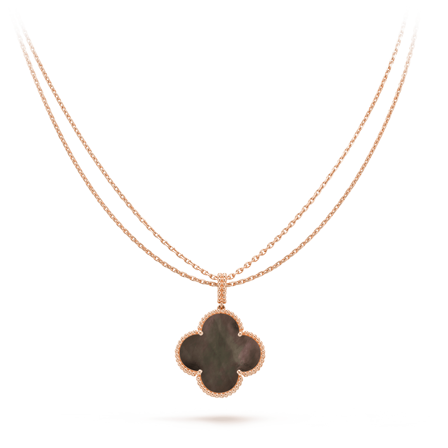 [Noble Aura jewelry]CLOVER 25MM GOLD DARK MOP BIG CLOVER NECKLACE