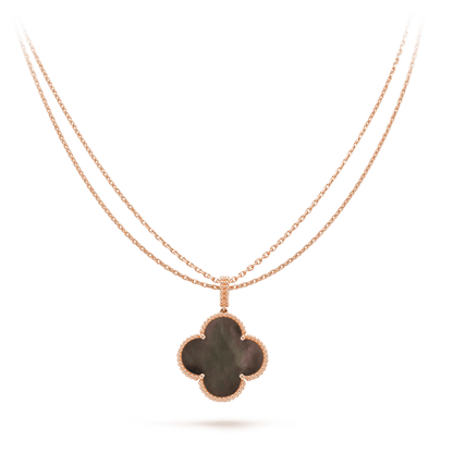 [Noble Aura jewelry]CLOVER 25MM GOLD DARK MOP BIG CLOVER NECKLACE