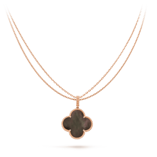 [Noble Aura jewelry]CLOVER 25MM GOLD DARK MOP BIG CLOVER NECKLACE