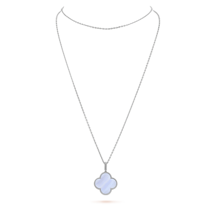 [Noble Aura jewelry]CLOVER SILVER CHALCEDONY BIG CLOVER NECKLACE
