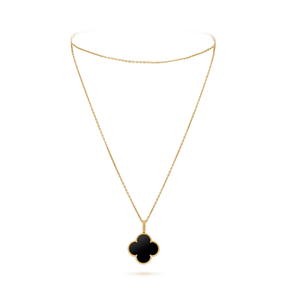[Noble Aura jewelry]CLOVER 25MM GOLD ONYX BIG CLOVER NECKLACE