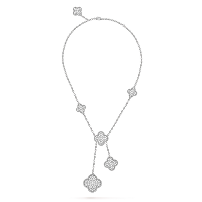[Noble Aura jewelry]CLOVER 5 MOTIFS SILVER DIAMONDS NECKLACE