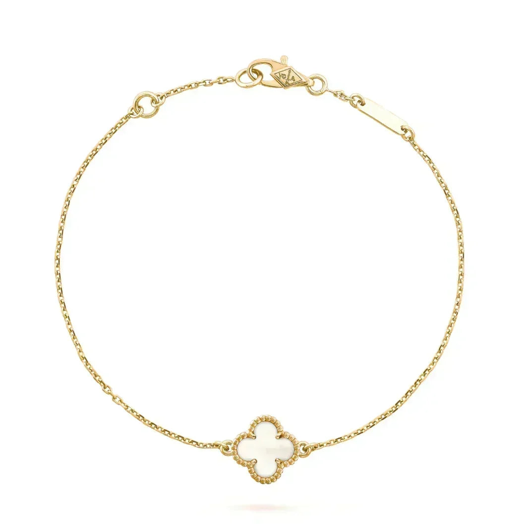 [Noble Aura jewelry] Clover White Mother-of-Pearl & JUSTE Bracelet Stack Set