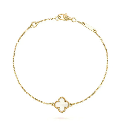 [Noble Aura jewelry] Clover White Mother-of-Pearl & JUSTE Bracelet Stack Set