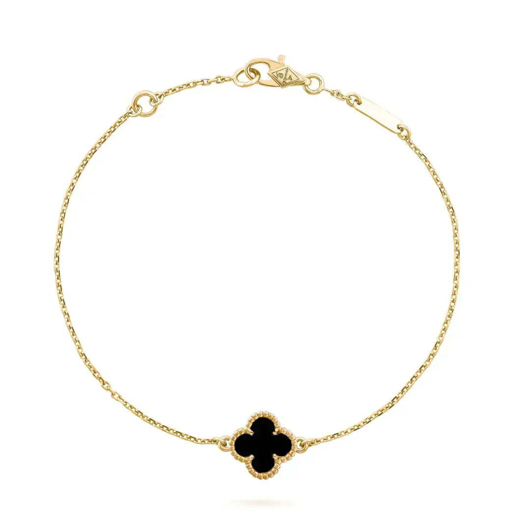 [Noble Aura jewelry]CLOVER ONYX SINGLE FLOWER BRACELET