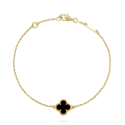 [Noble Aura jewelry]CLOVER ONYX SINGLE FLOWER BRACELET