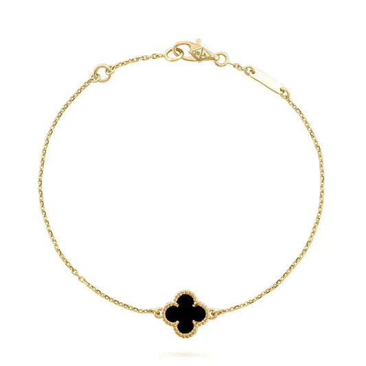 [Noble Aura jewelry]CLOVER ONYX SINGLE FLOWER BRACELET
