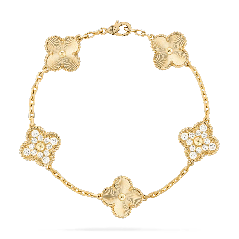 [Noble Aura jewelry]CLOVER BRACELET 5 MOTIFS GOLD DIAMOND