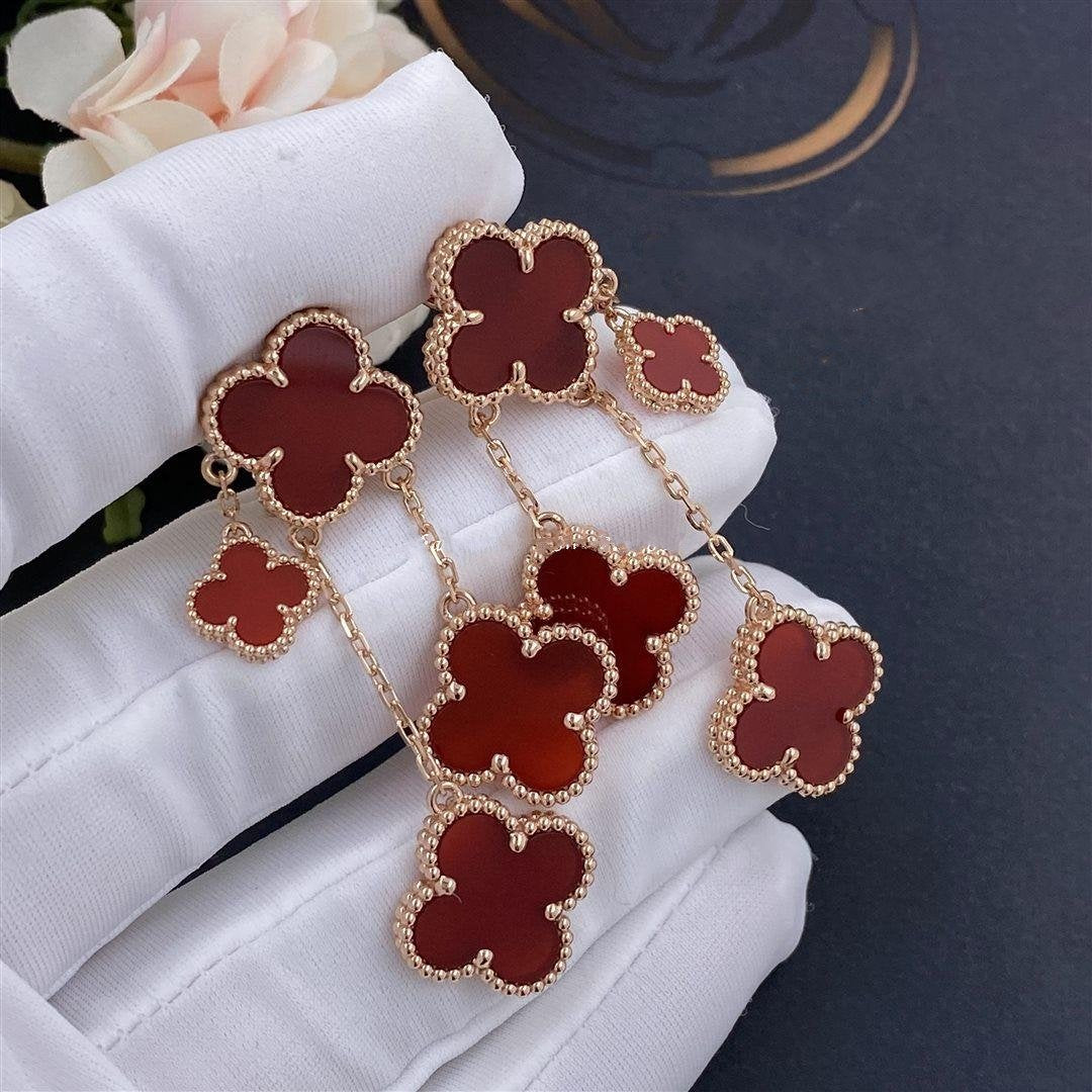 [Noble Aura jewelry]CLOVER EARRINGS CARNELIAN 4 MOTIFS PINK GOLD