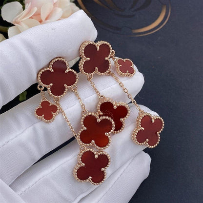 [Noble Aura jewelry]CLOVER EARRINGS CARNELIAN 4 MOTIFS PINK GOLD