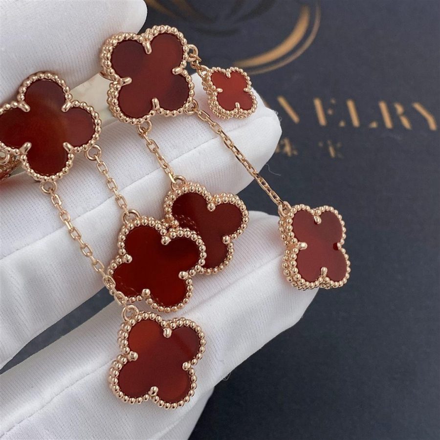 [Noble Aura jewelry]CLOVER EARRINGS CARNELIAN 4 MOTIFS PINK GOLD