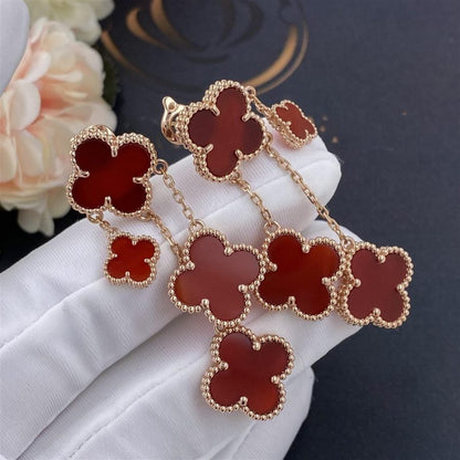 [Noble Aura jewelry]CLOVER EARRINGS CARNELIAN 4 MOTIFS PINK GOLD