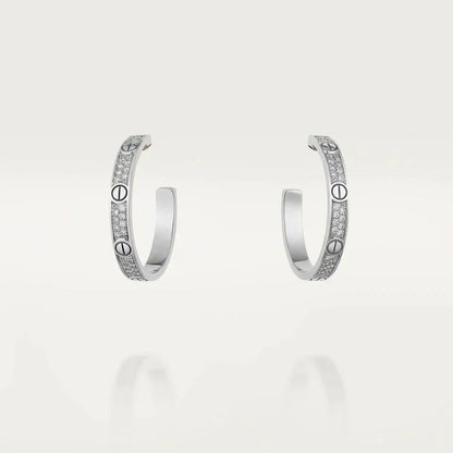 [Noble Aura jewelry]LOVE DIAMOND SILVER HOOP EARRINGS